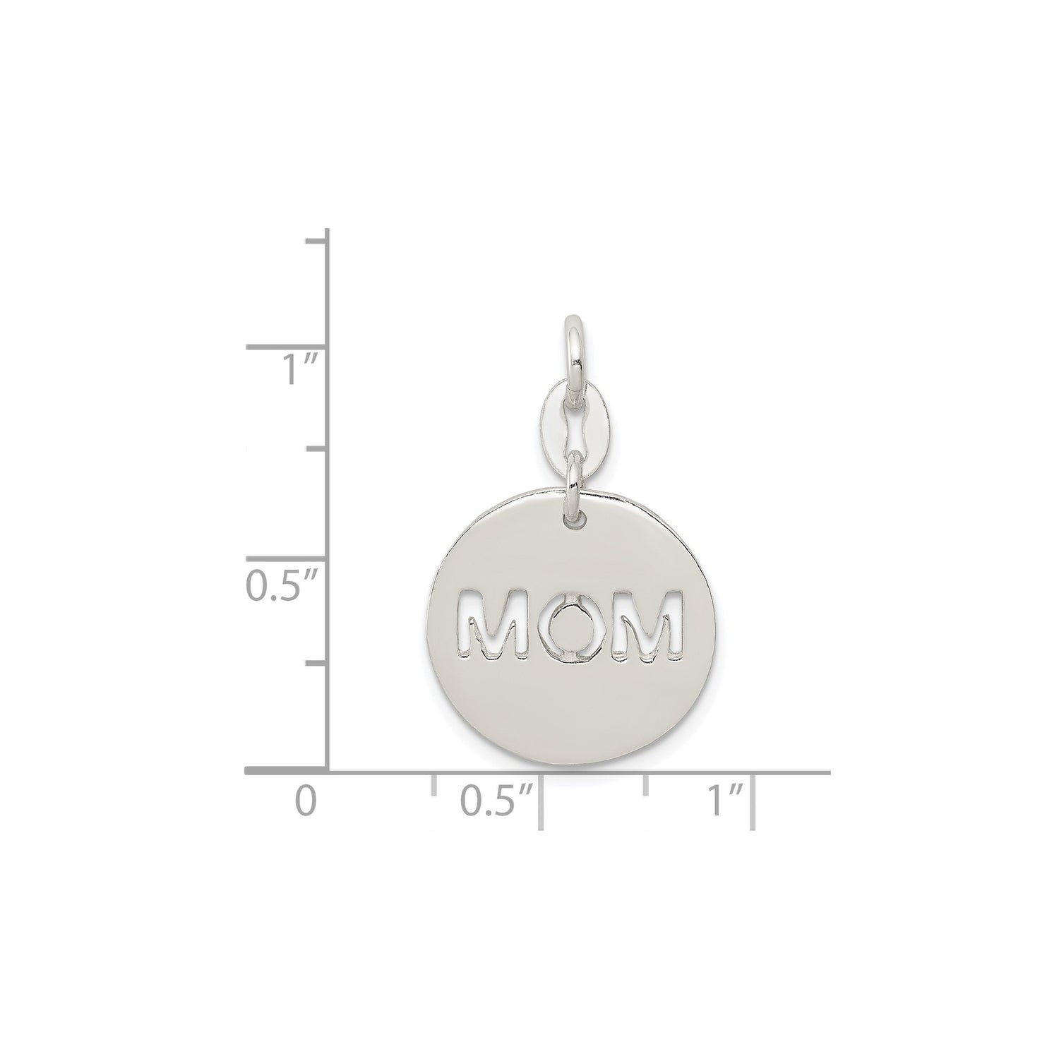 Sterling Silver Pendant with Mom Cutout and Love Symbol, Sentimental Circle Charm for Women