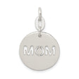 Sterling Silver Pendant with Mom Cutout and Love Symbol, Sentimental Circle Charm for Women