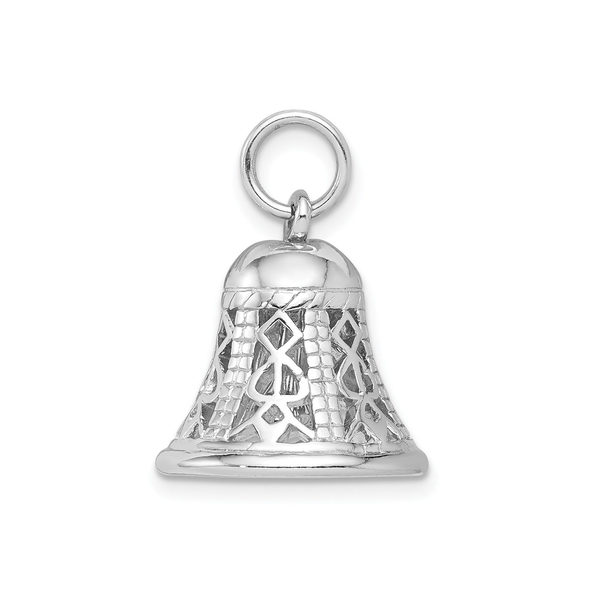 Sterling Silver Bell Pendant with Filigree Design, Religious Holiday Charm
