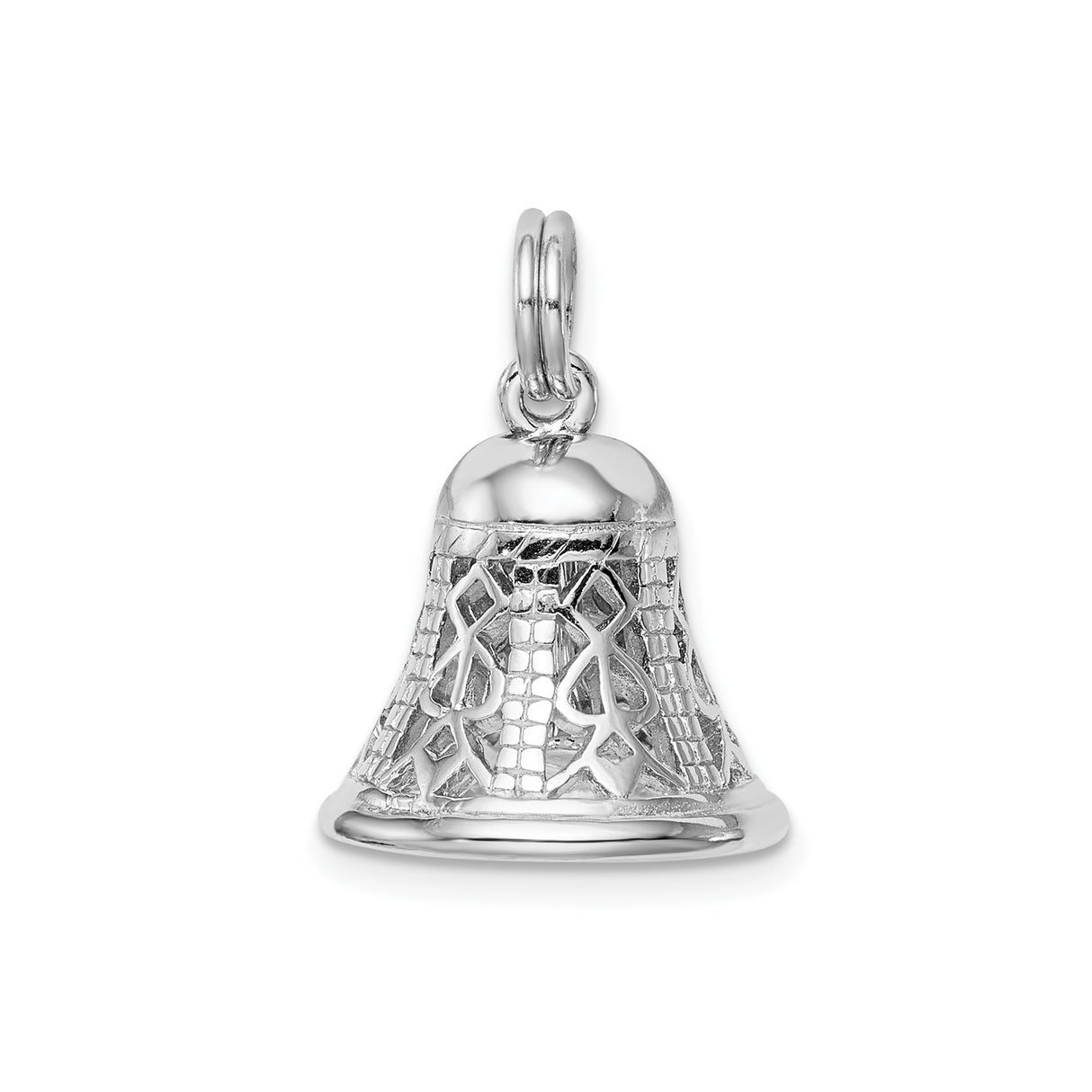 Sterling Silver Bell Pendant with Filigree Design, Religious Holiday Charm