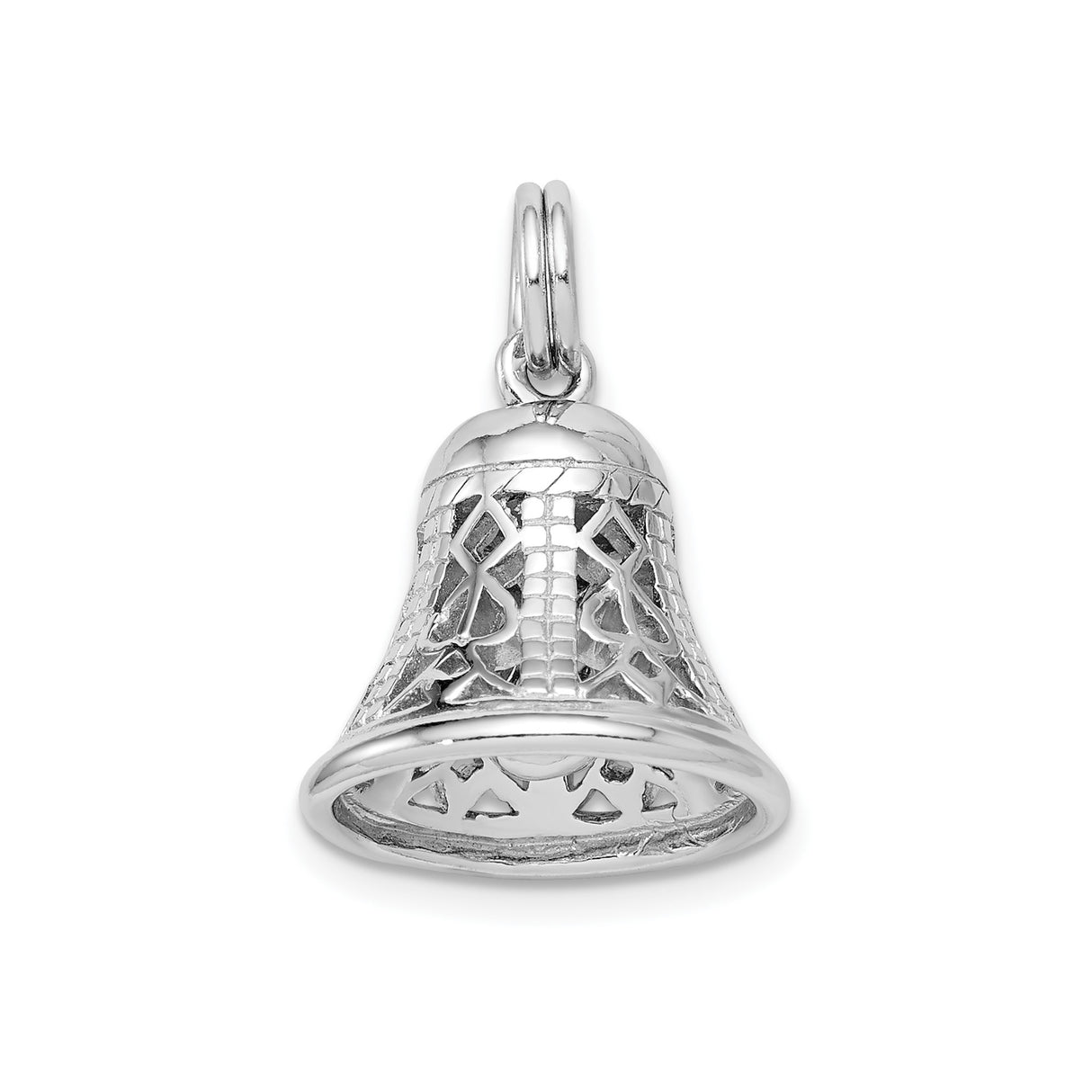 Sterling Silver Bell Pendant with Filigree Design, Religious Holiday Charm