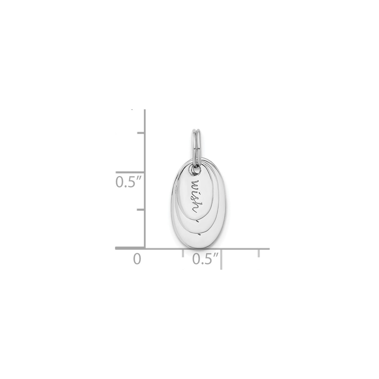 Sterling Silver Oval Pendant with Layered Wish Design, Contemporary Unisex Style