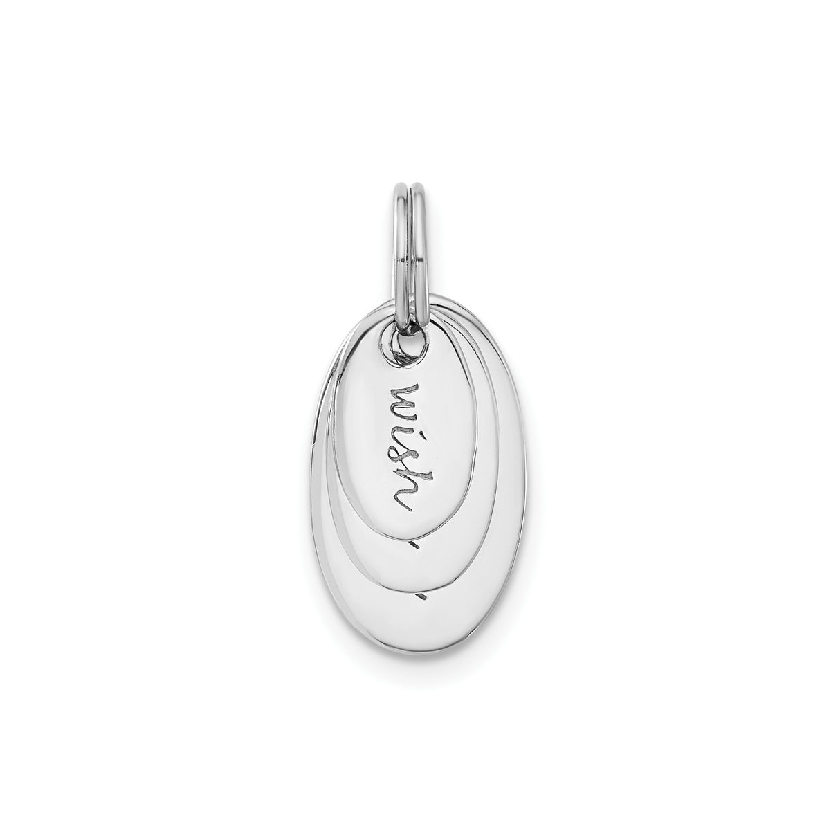 Sterling Silver Oval Pendant with Layered Wish Design, Contemporary Unisex Style