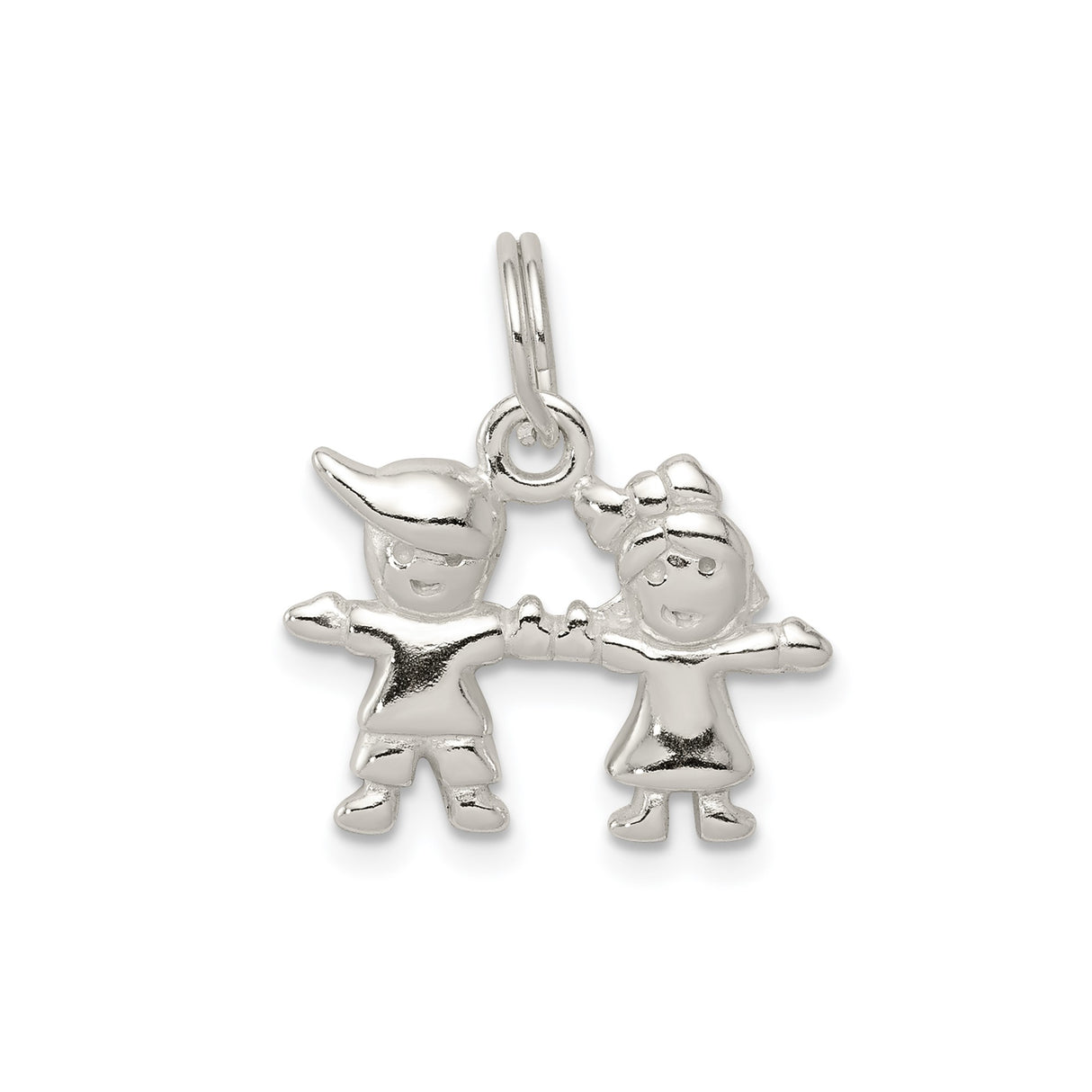 Sterling Silver Pendant Featuring Boy and Girl, Sibling Love and Family Bond Theme