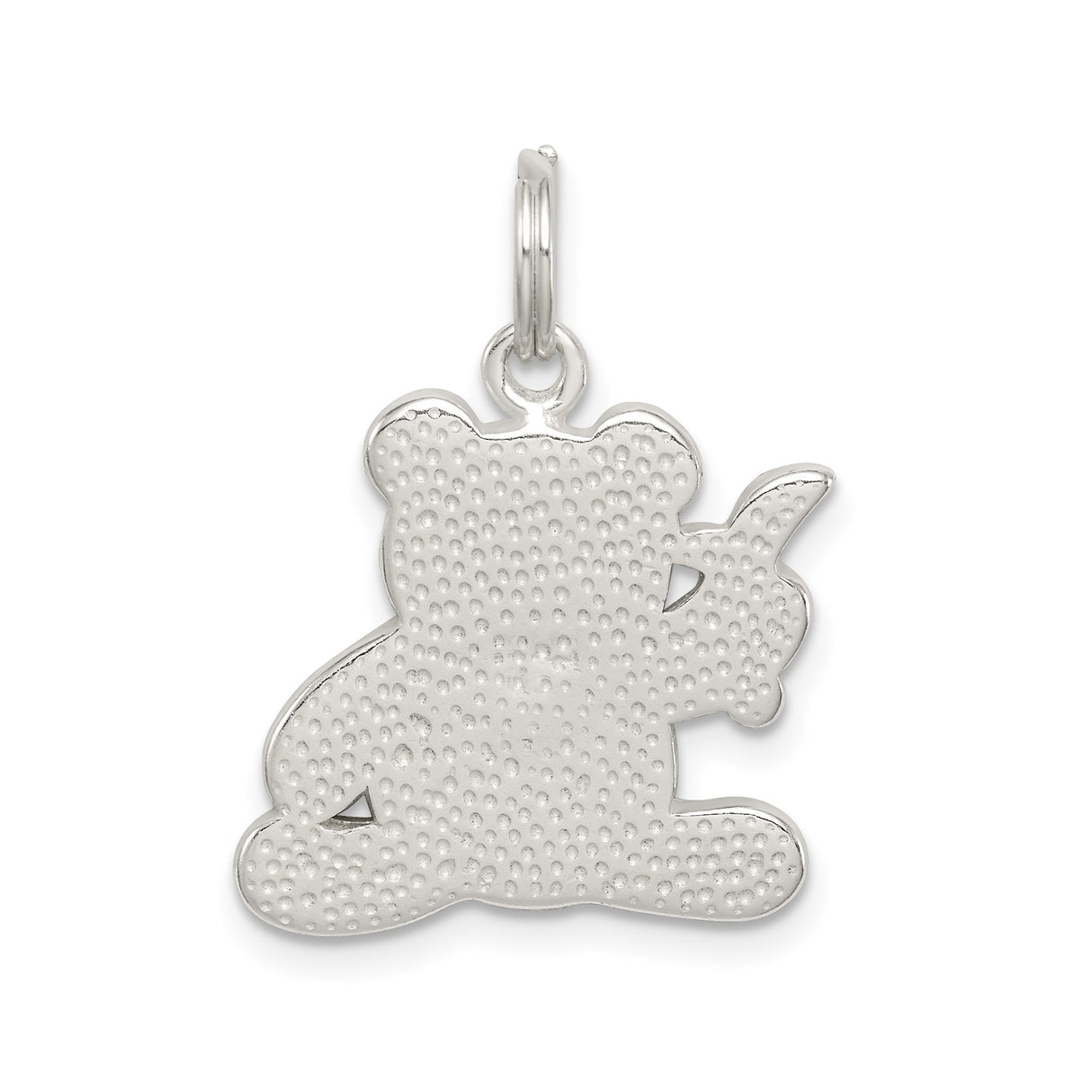 Sterling Silver Panda Bear Pendant with Black and White Enamel and Green Bamboo Accent