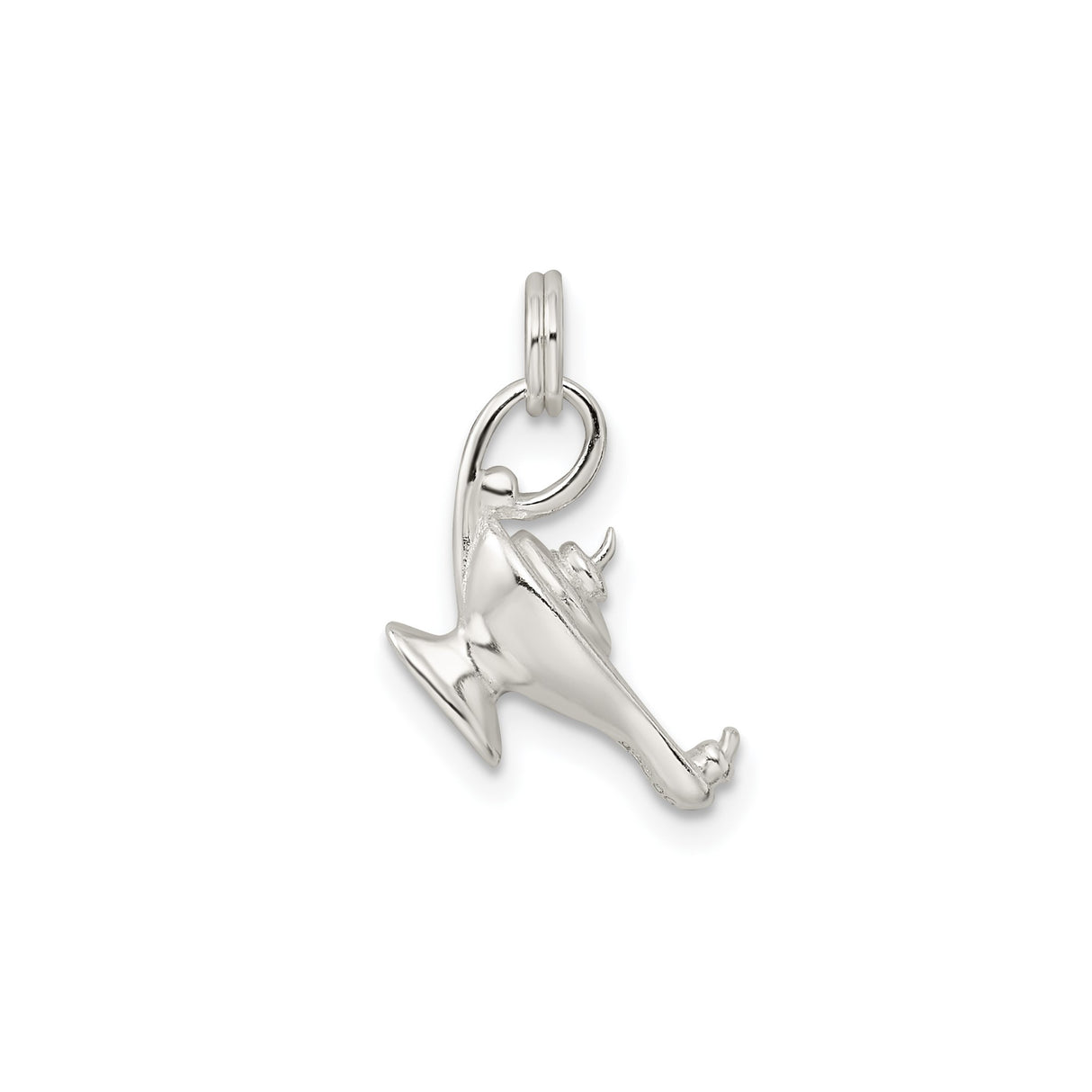 Sterling Silver Genie Lamp Pendant, Whimsical Fantasy Charm Jewelry for Women or Unisex Wear