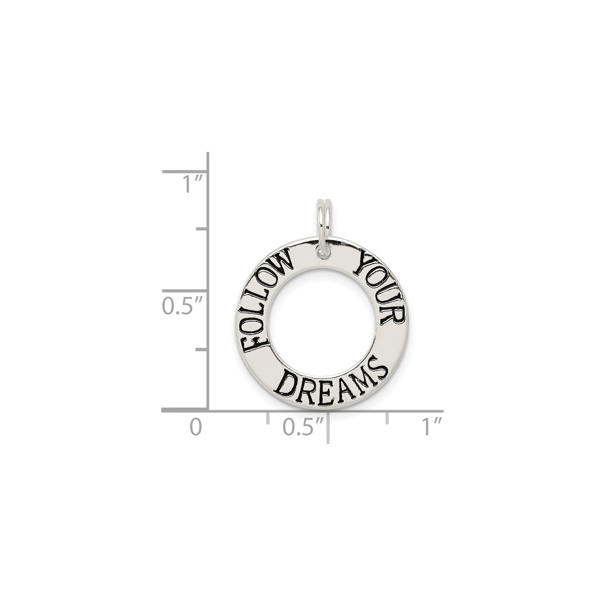 Sterling Silver Open Circle Pendant, Follow Your Dreams Inspirational Jewelry for Women and Unisex