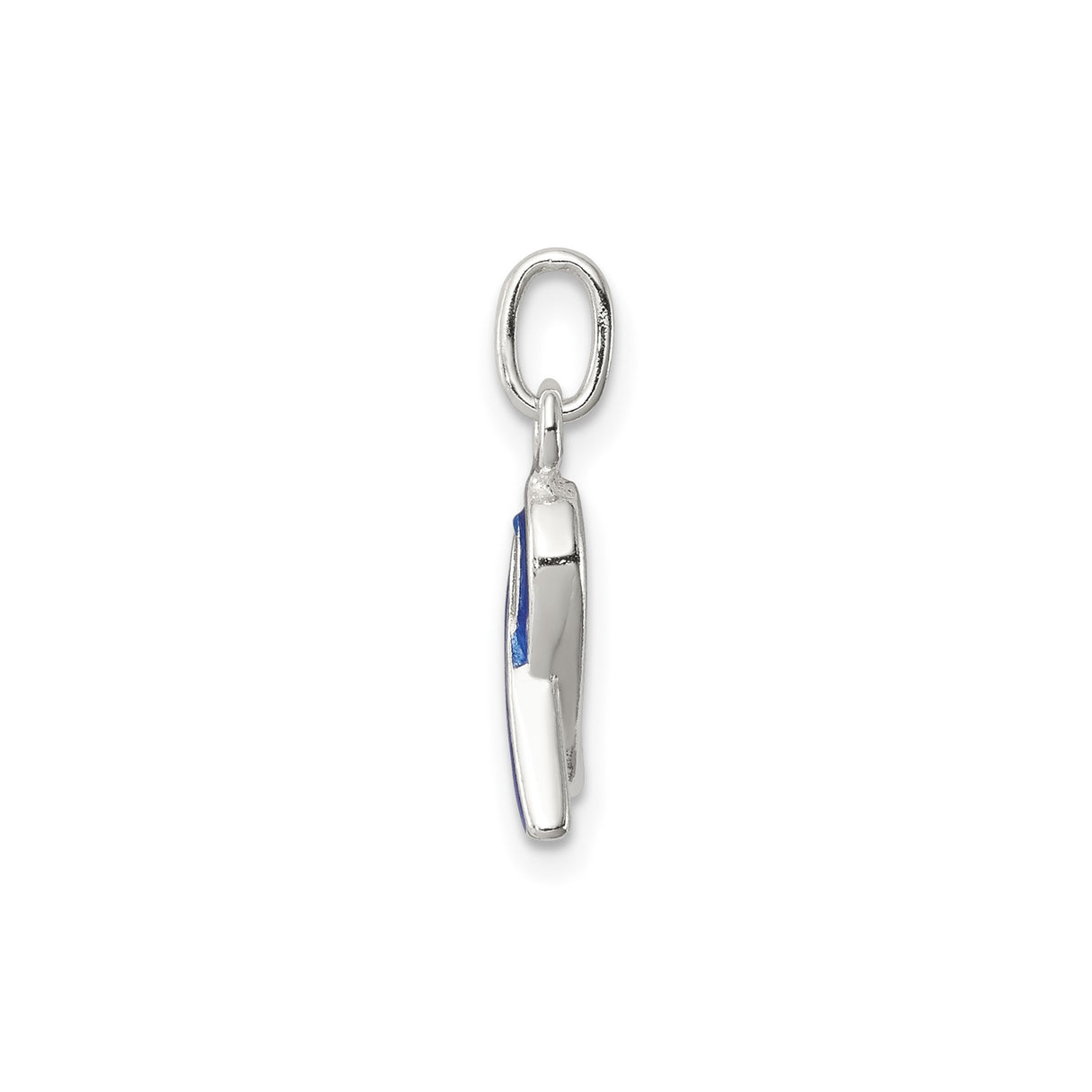 Sterling Silver Awareness Ribbon Pendant with Blue Enamel, Support Symbol for Colon Cancer or Advocacy