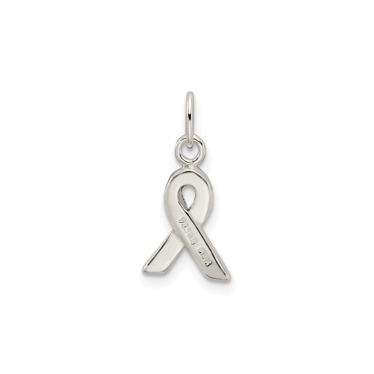 Sterling Silver Awareness Ribbon Pendant with Blue Enamel, Support Symbol for Colon Cancer or Advocacy