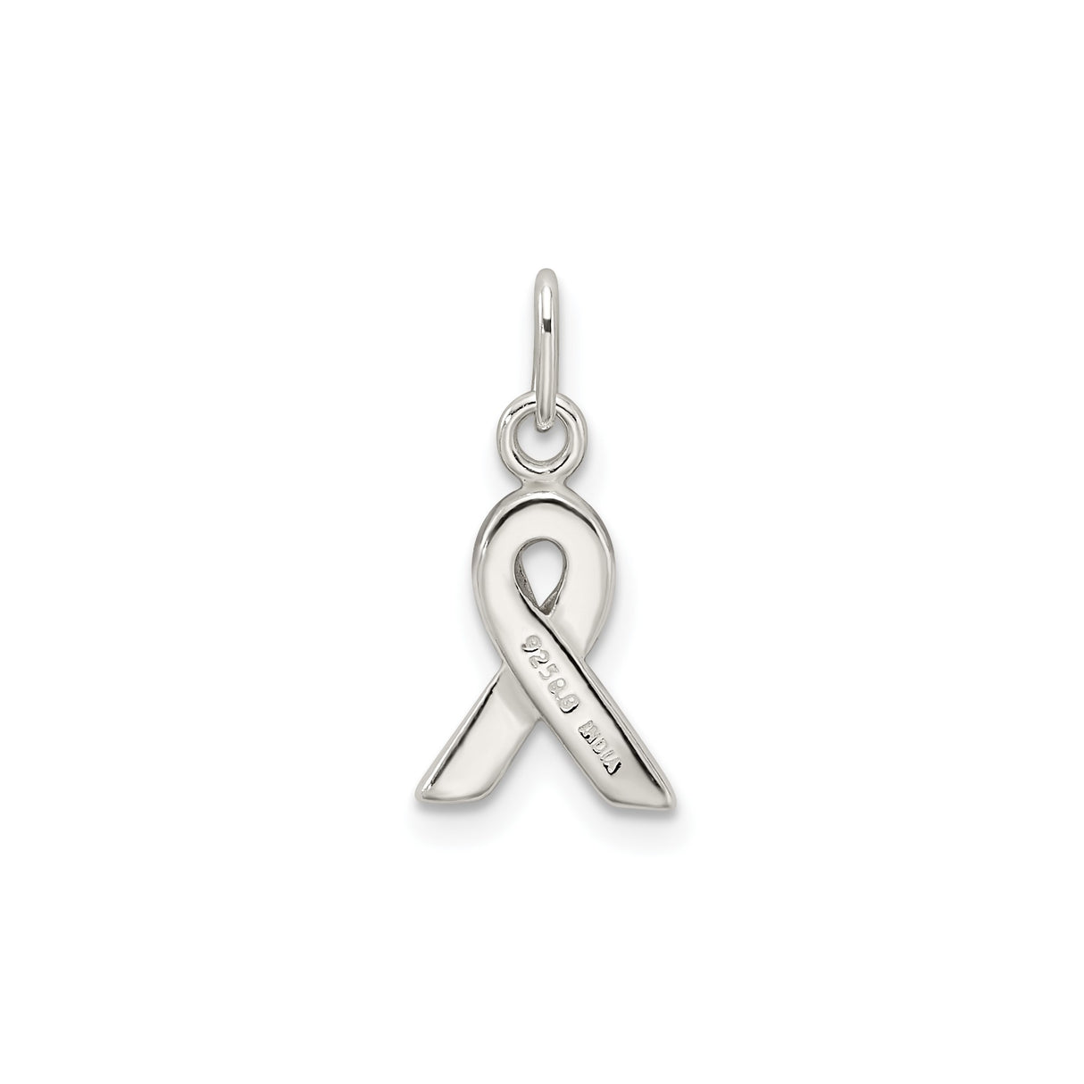 Sterling Silver Awareness Ribbon Pendant with Green Enamel for Mental Health and Organ Donation
