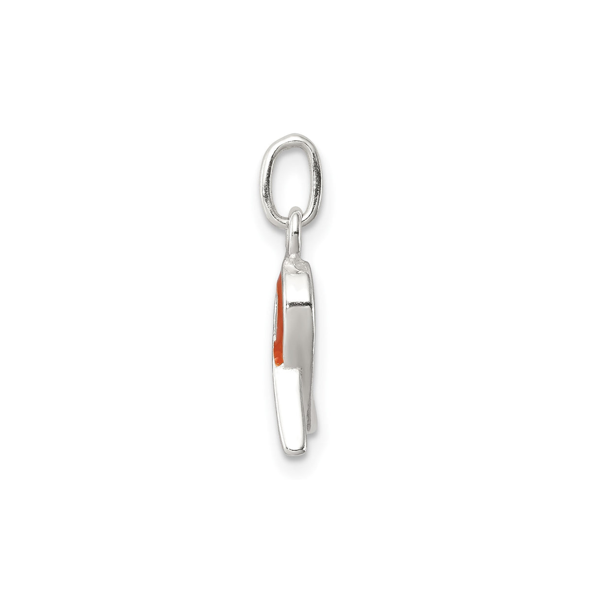 Sterling Silver Pendant with Orange Awareness Ribbon and Enamel Fill for Health Causes