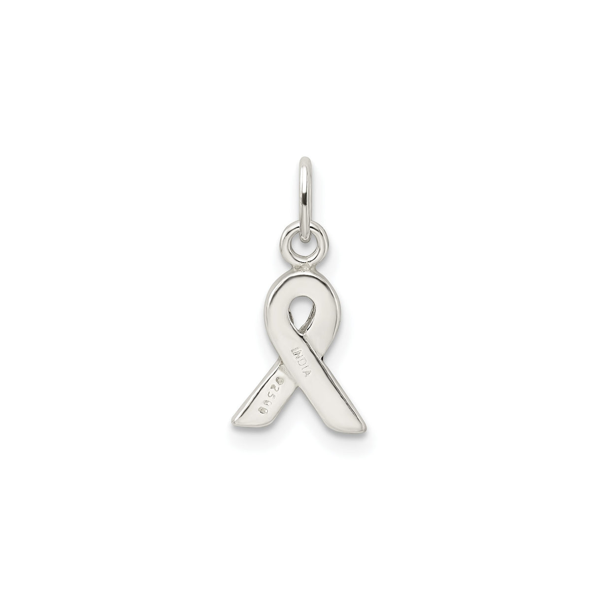 Sterling Silver Awareness Ribbon Pendant with Dark Red Enamel, Multiple Myeloma and Heart Health Theme