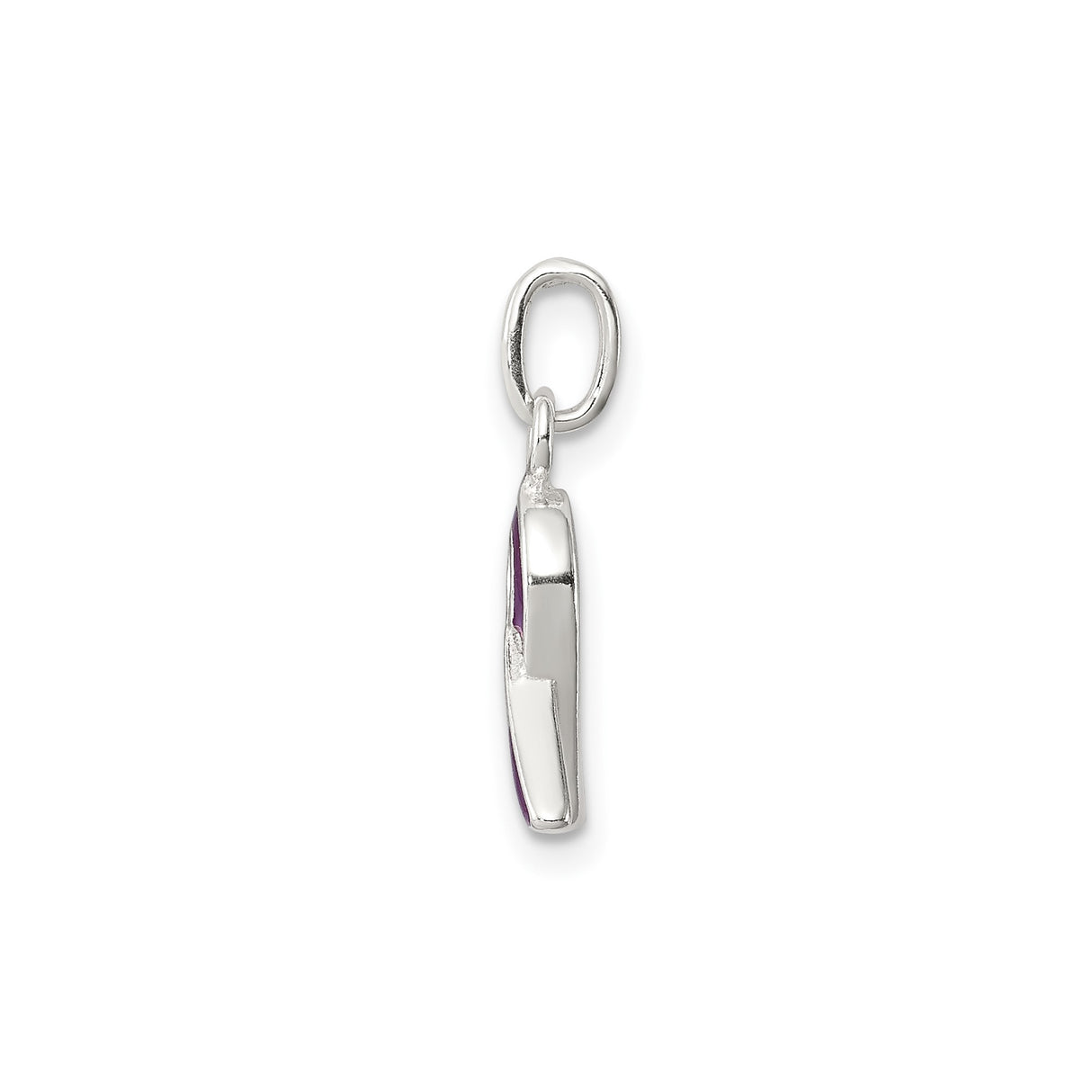 Sterling Silver Awareness Pendant with Purple Enamel Ribbon, Symbolic Jewelry for Women