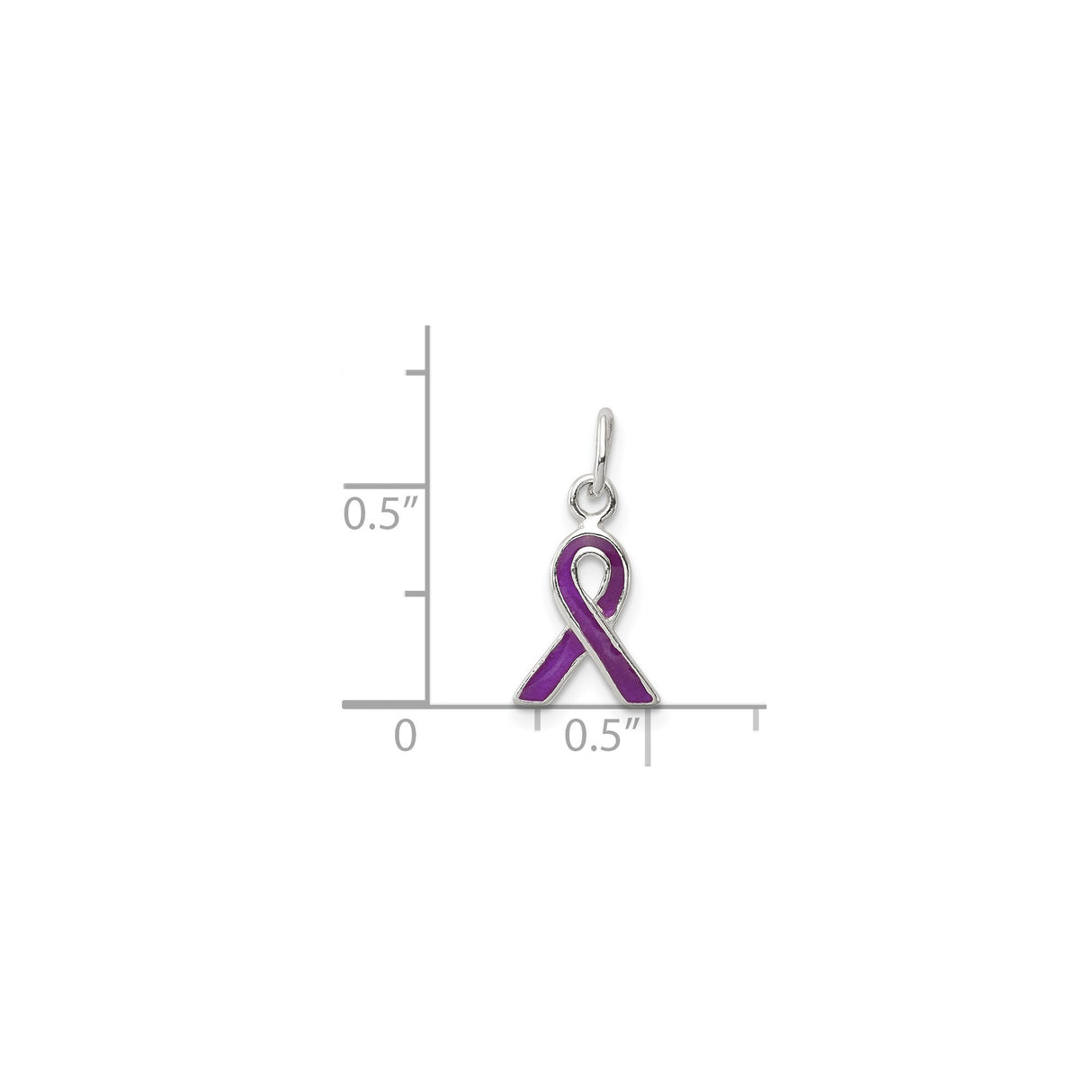 Sterling Silver Awareness Pendant with Purple Enamel Ribbon, Symbolic Jewelry for Women