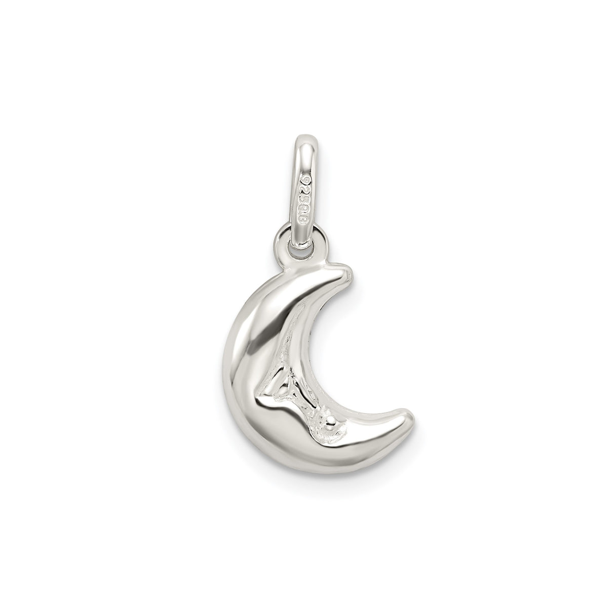 Sterling Silver Moon Pendant with Serene Face, Crescent Celestial Charm for Women