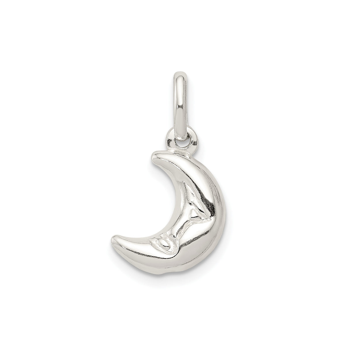 Sterling Silver Moon Pendant with Serene Face, Crescent Celestial Charm for Women