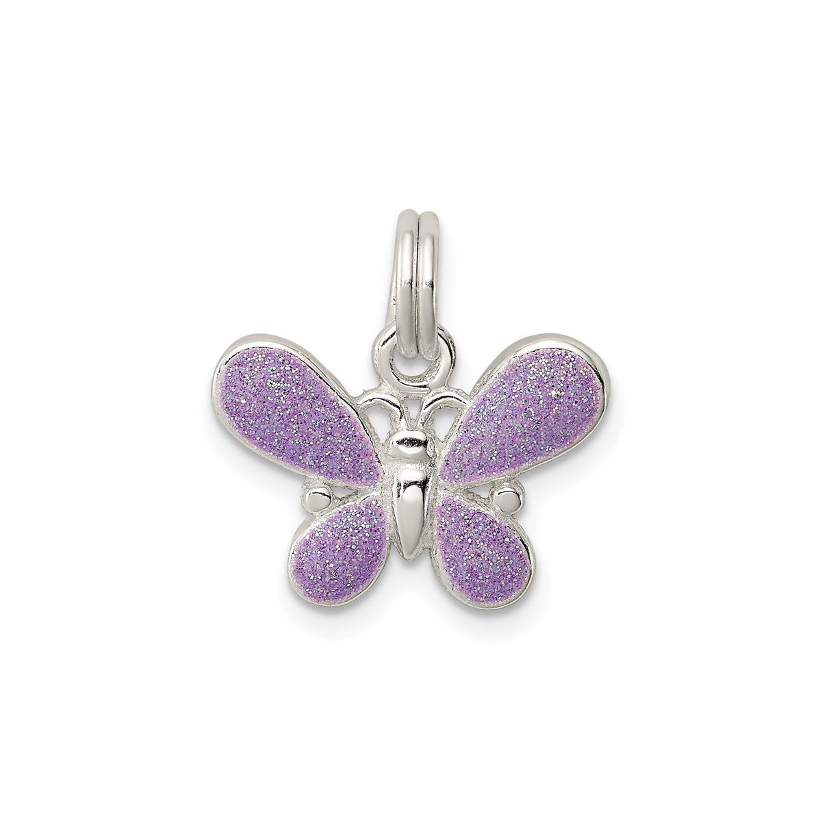 Sterling Silver Butterfly Pendant with Purple Enamel Wings, Nature Theme Jewelry for Women and Girls