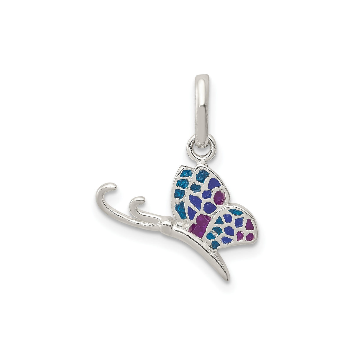 Sterling Silver Butterfly Pendant with Colorful Enamel Wings, Nature Charm for Women and Girls