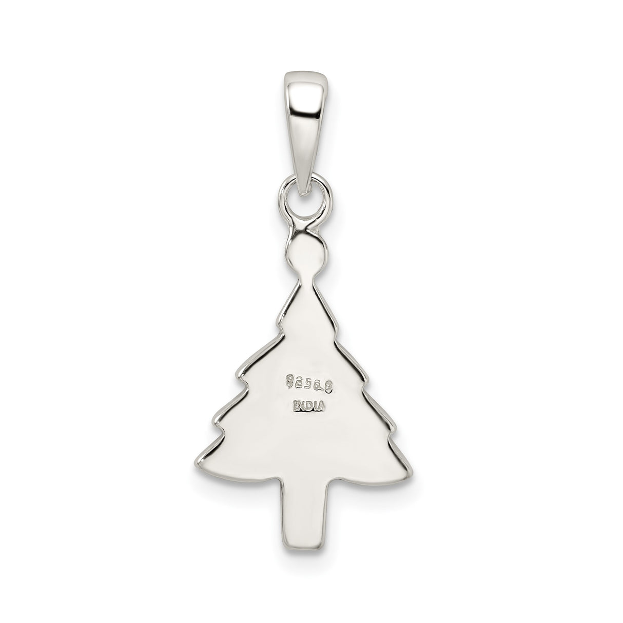 Sterling Silver Christmas Tree Pendant with Green Enamel and Red Accents, Holiday Jewelry for Women