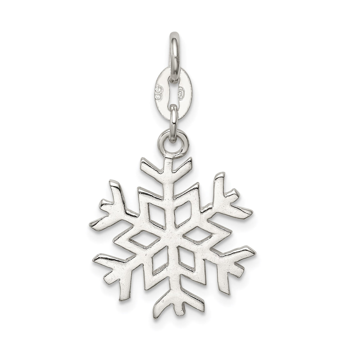 Sterling Silver Snowflake Charm Pendant with Detailed Winter Design for Women