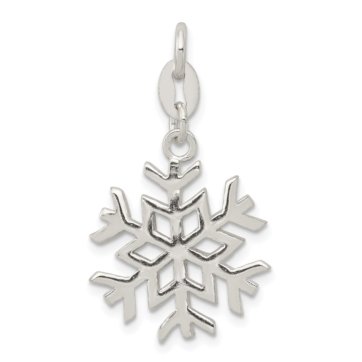 Sterling Silver Snowflake Charm Pendant with Detailed Winter Design for Women