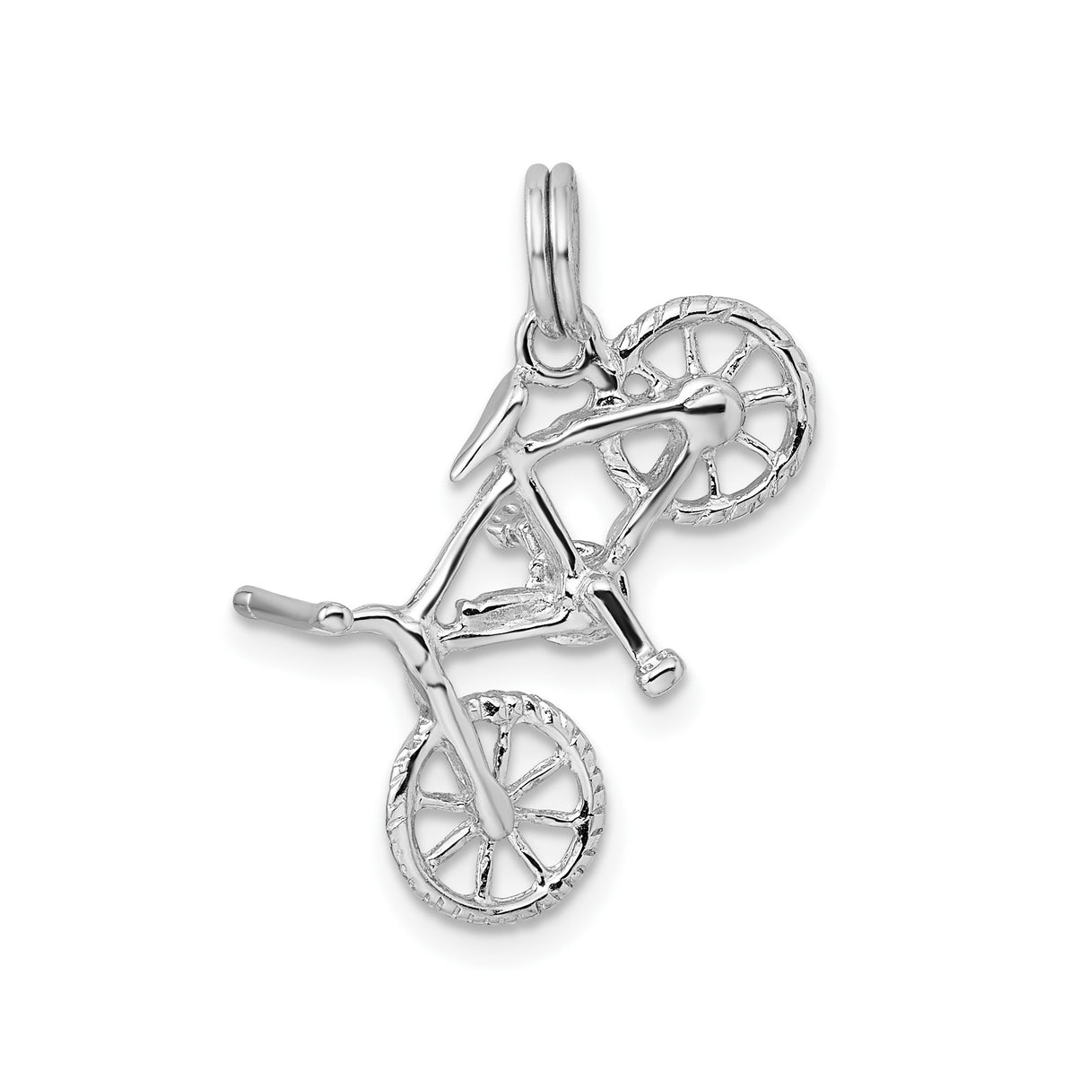 Sterling Silver Bicycle Pendant with Detailed Bike Design, Unisex Cycling Charm