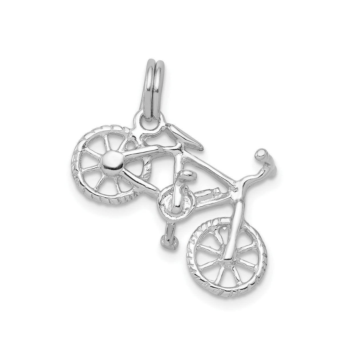 Sterling Silver Bicycle Pendant with Detailed Bike Design, Unisex Cycling Charm