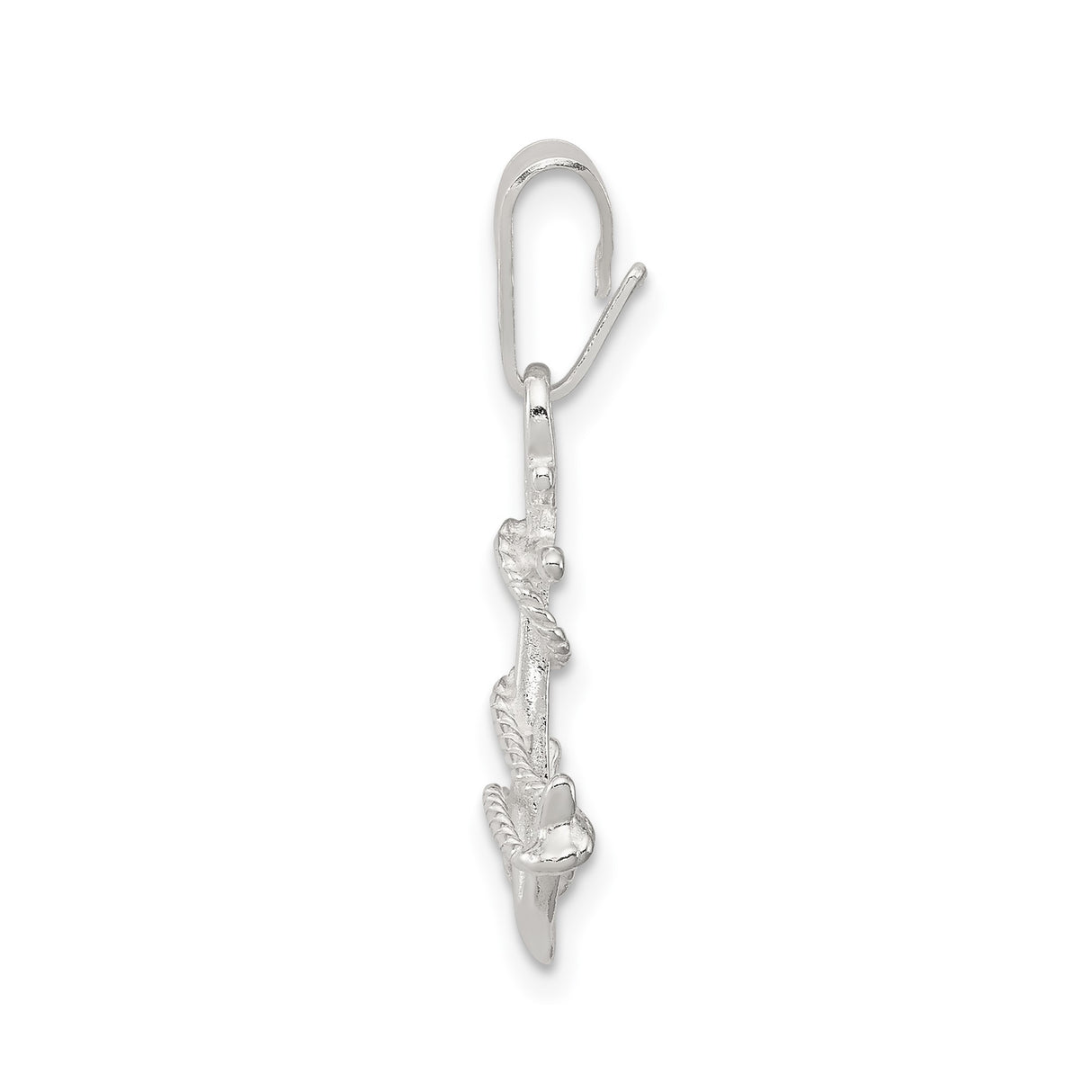 Sterling Silver Anchor Pendant with Rope Detail, Nautical Maritime Style for Men and Women