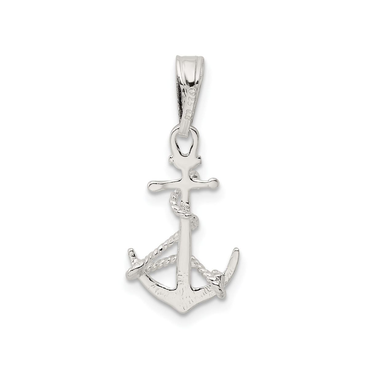 Sterling Silver Anchor Pendant with Rope Detail, Nautical Maritime Style for Men and Women