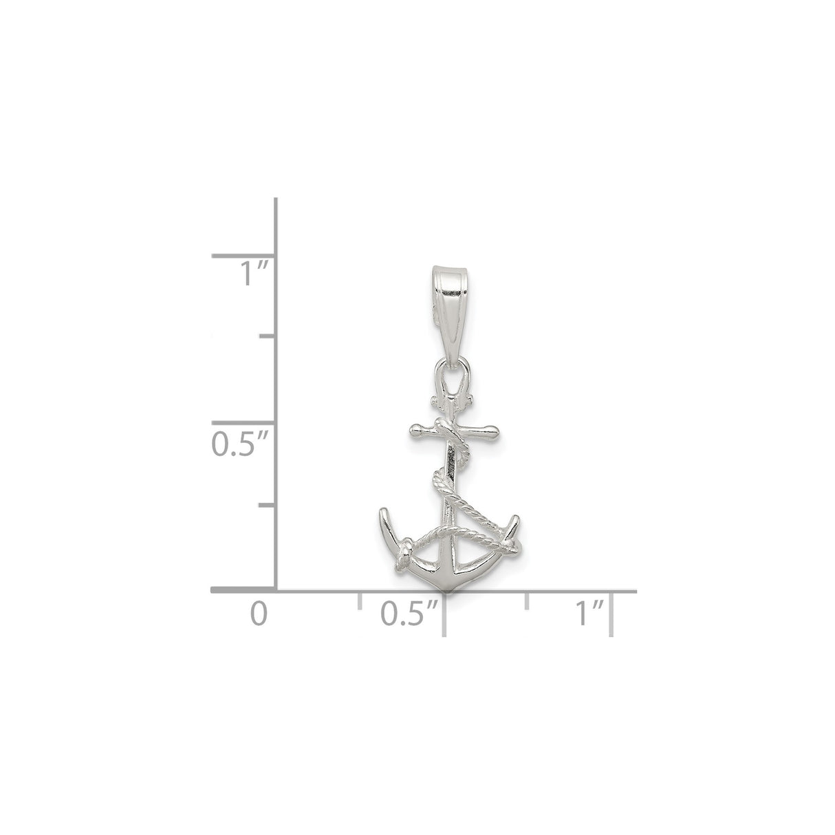 Sterling Silver Anchor Pendant with Rope Detail, Nautical Maritime Style for Men and Women