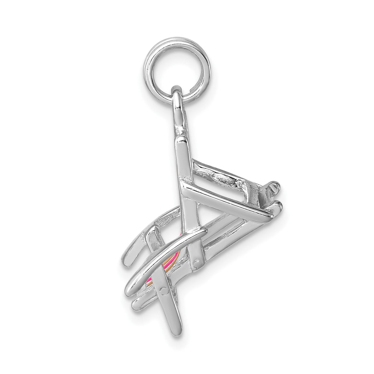 Sterling Silver Beach Chair Pendant with Pink and Gold Enamel, Coastal Vacation Charm