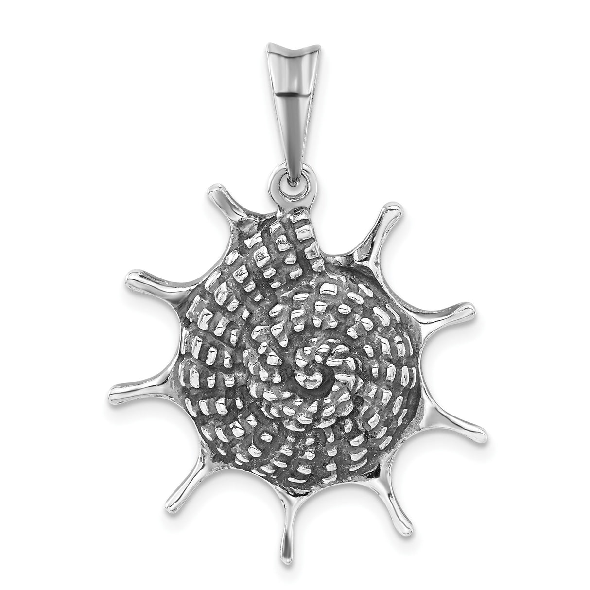 Sterling Silver Spiral Pendant with Woven Sunburst Center, Tribal Boho Design