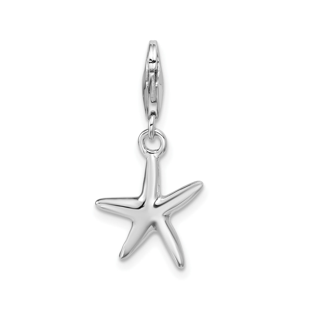 Sterling Silver Starfish Charm Pendant with Lobster Clasp, Coastal Ocean Theme for Women