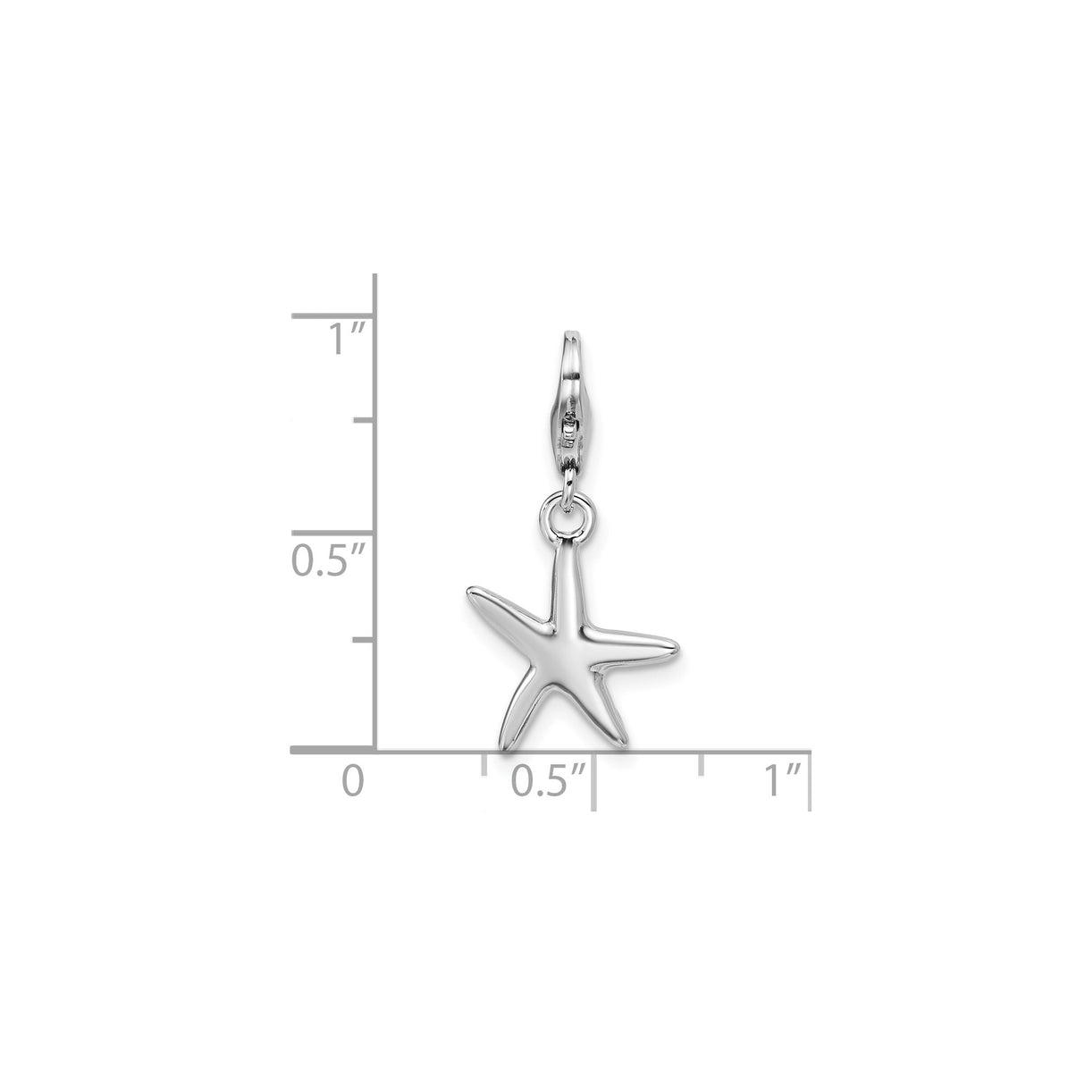 Sterling Silver Starfish Charm Pendant with Lobster Clasp, Coastal Ocean Theme for Women