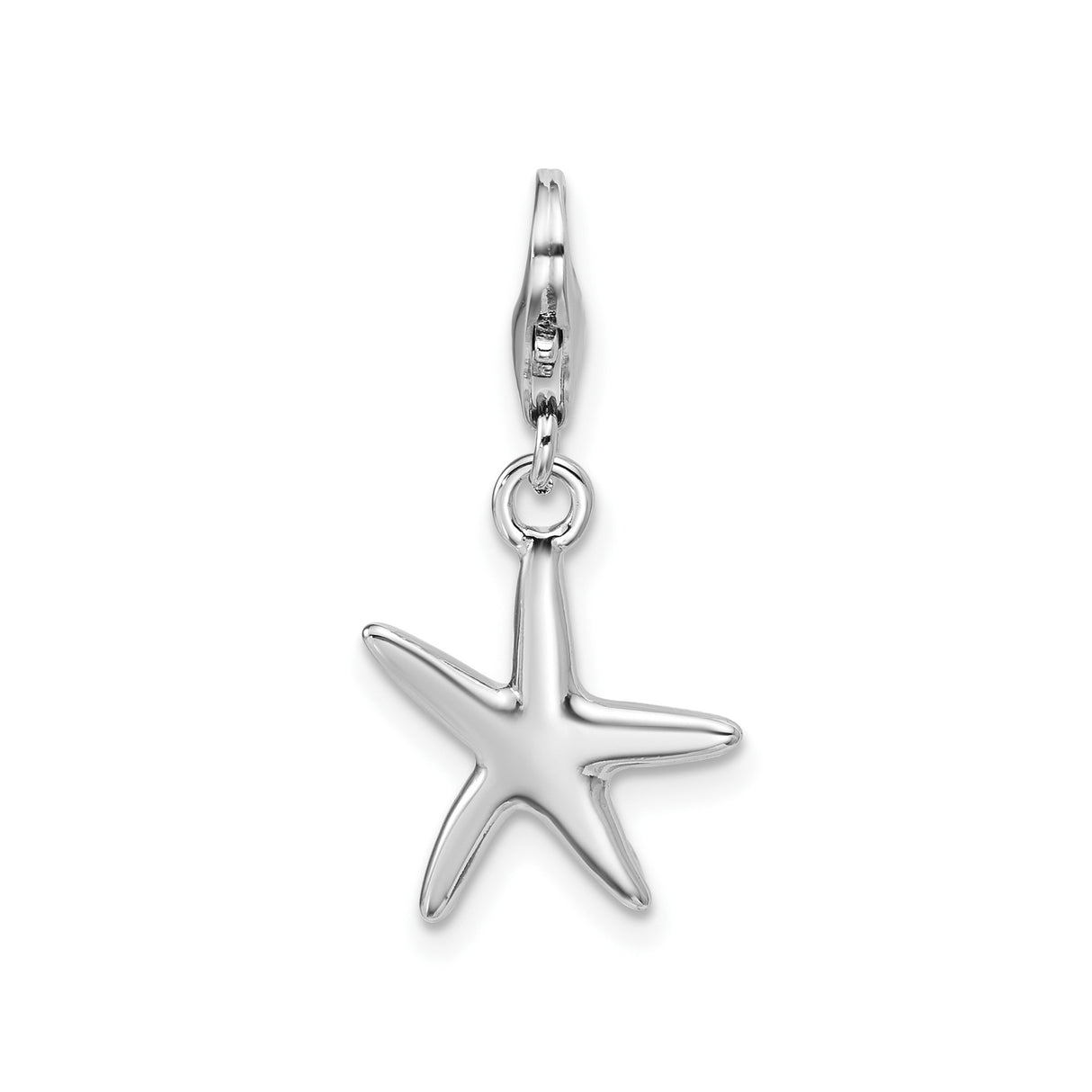 Sterling Silver Starfish Charm Pendant with Lobster Clasp, Coastal Ocean Theme for Women
