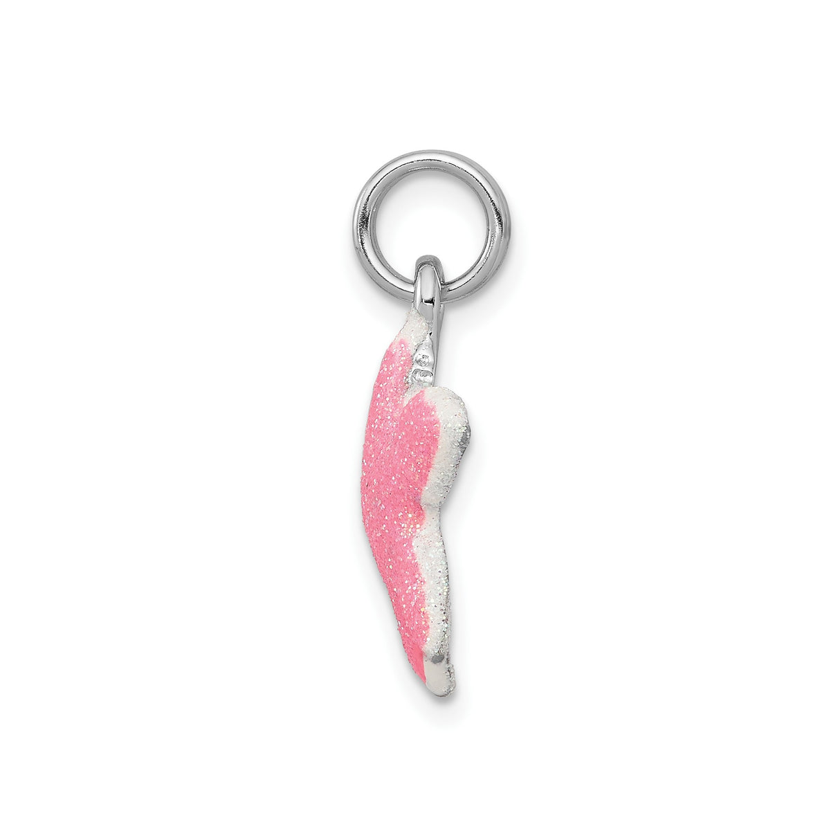 Sterling Silver Starfish Charm Pendant with Pink Glitter Design, Nautical Beach Style