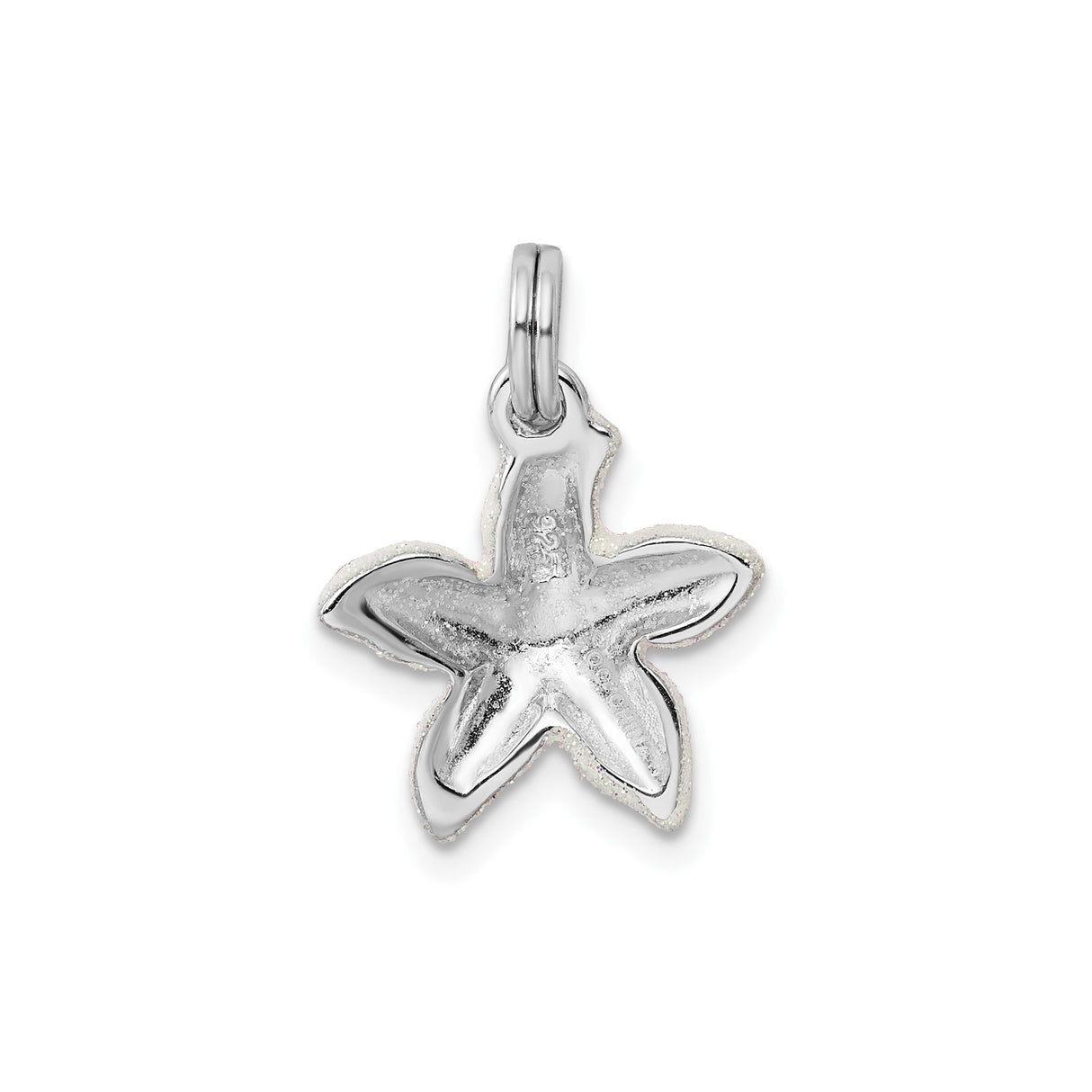 Sterling Silver Starfish Charm Pendant with Pink Glitter Design, Nautical Beach Style