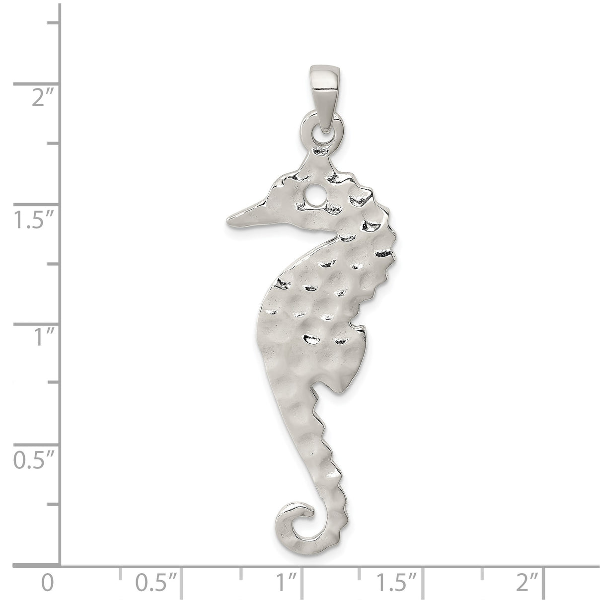 Sterling Silver Seahorse Pendant with Textured Design and Hammered Finish, Nautical Charm for Women