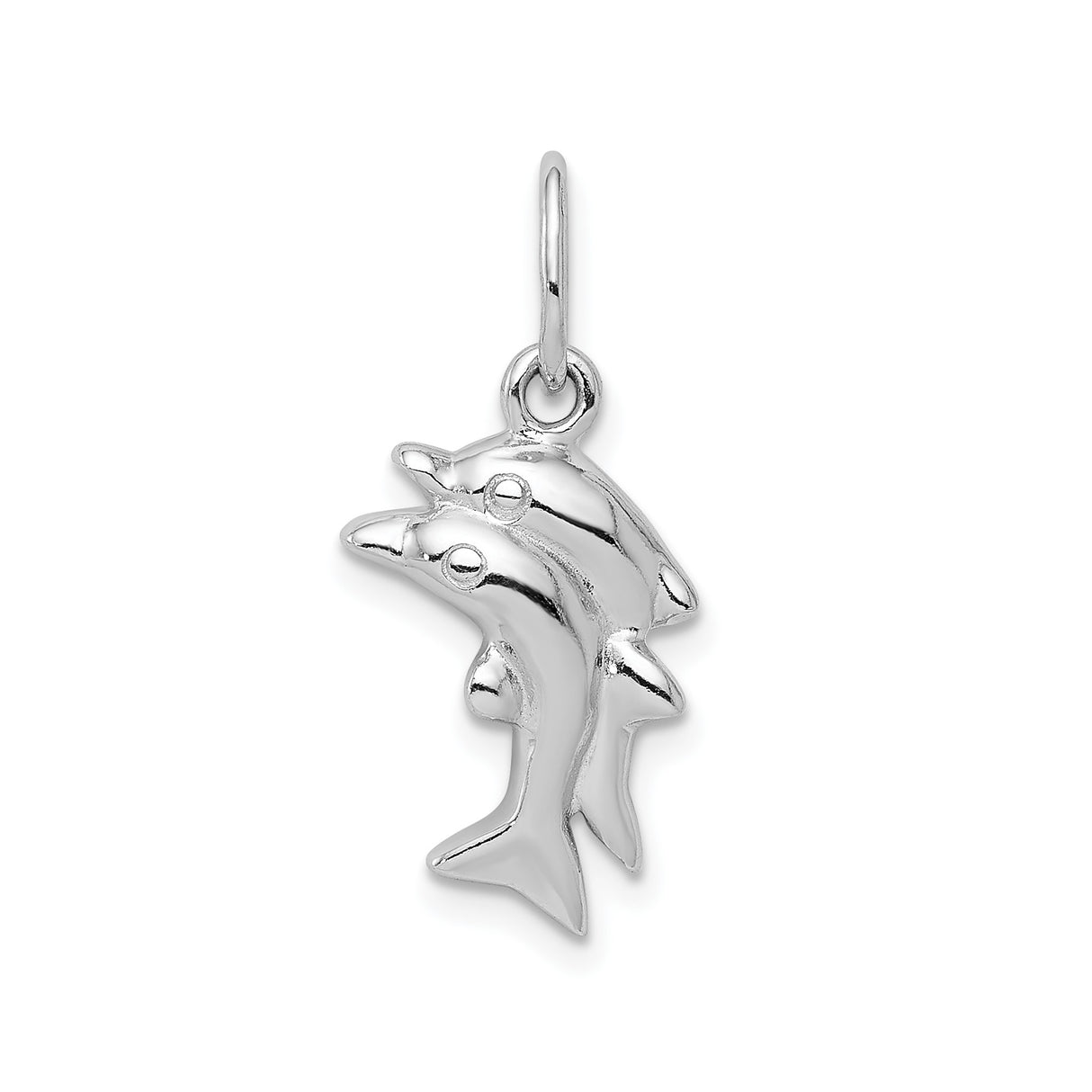 Sterling Silver Dolphin Pendant with Jumping Dolphins Ocean Theme Charm