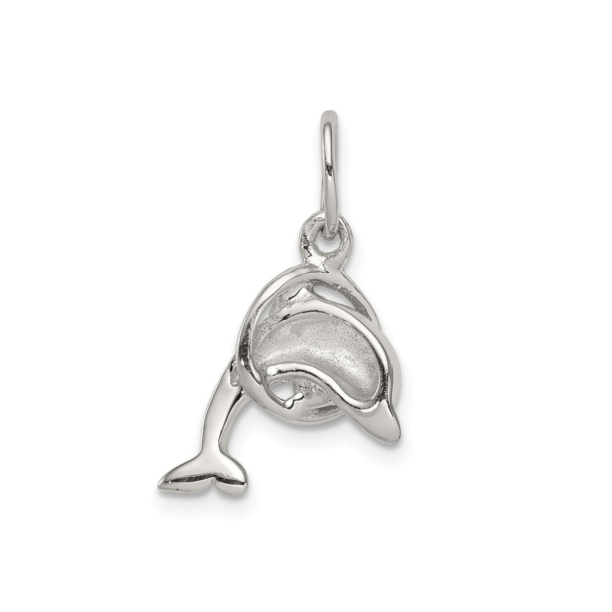 Sterling Silver Dolphin Pendant with Polished Ocean Animal Design for Women or Teens