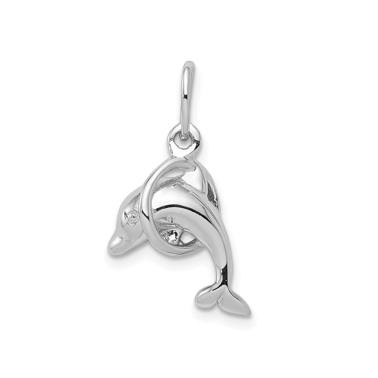 Sterling Silver Dolphin Pendant with Polished Ocean Animal Design for Women or Teens