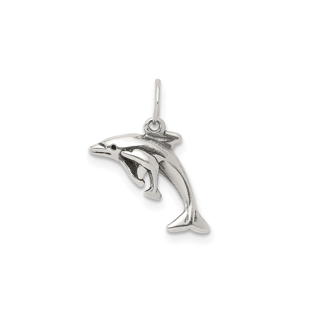 Sterling Silver Dolphin Pendant with Mother and Baby, Nautical Marine Life Jewelry