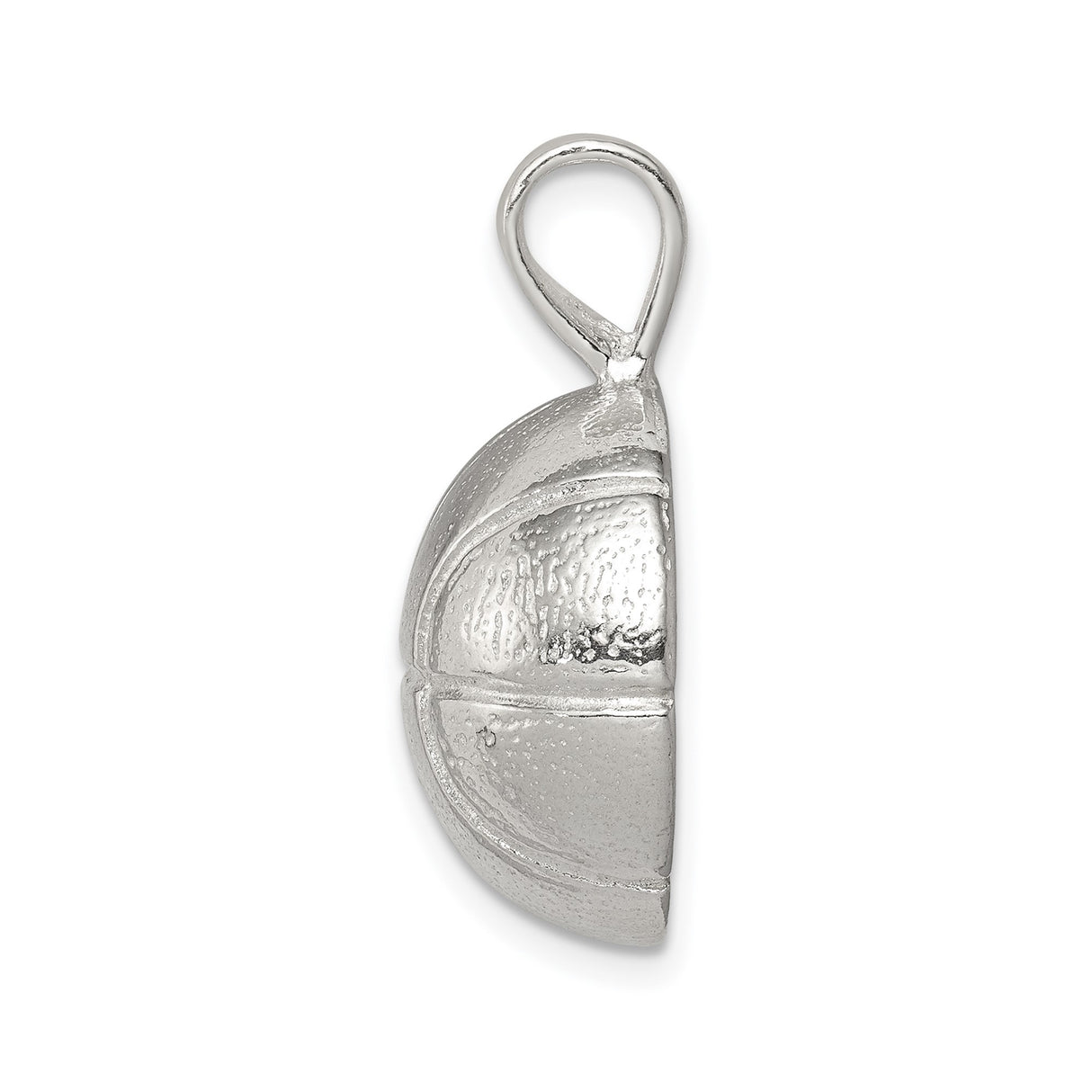 Sterling Silver Basketball Pendant, 3D Textured Sports Charm for Players and Coaches