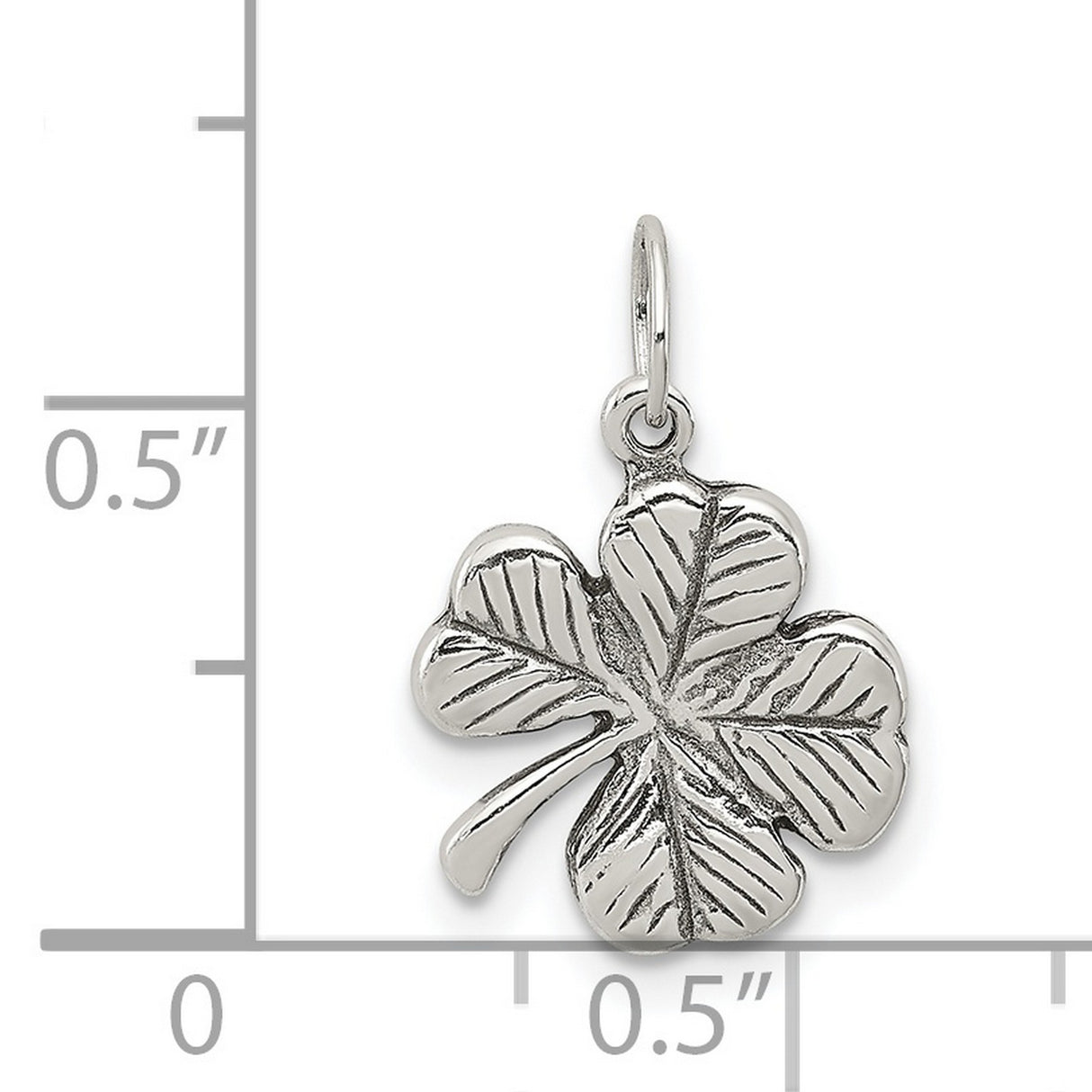 Antiqued 4-Leaf Clover Charm Pendant in Real 925 Sterling Silver