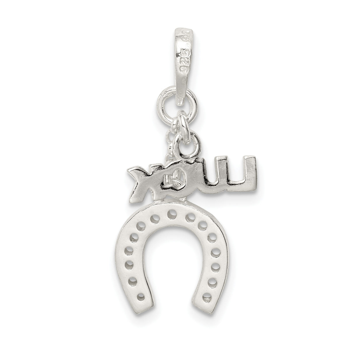 Sterling Silver Pendant with Hanging Horseshoe Charm for Good Luck and Protection