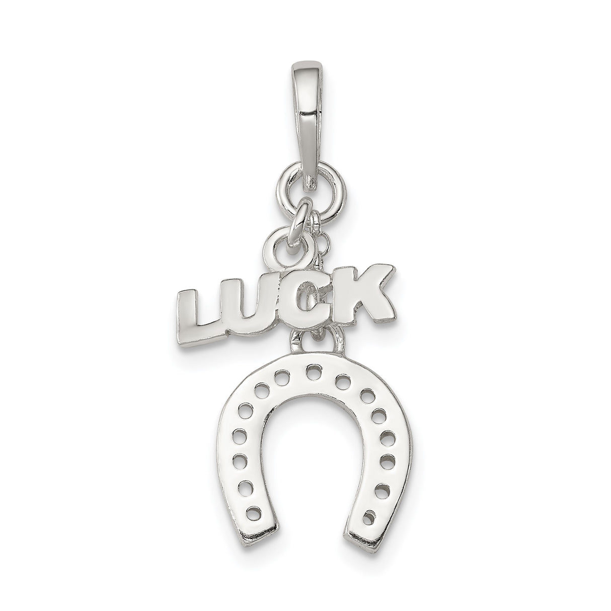 Sterling Silver Pendant with Hanging Horseshoe Charm for Good Luck and Protection