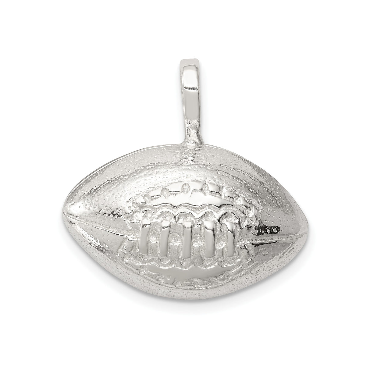 Sterling Silver Football Pendant with Realistic Laces and Textured Design for Men or Unisex