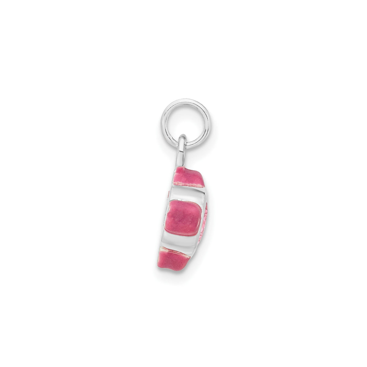 Sterling Silver Fish Charm Pendant with Pink Cubic Zirconia and Enamel Details
