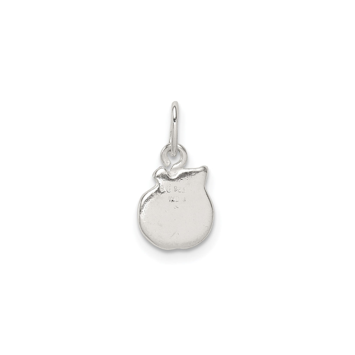 Sterling Silver Apple Charm Pendant with Green Leaf and Heart Shaped Bite