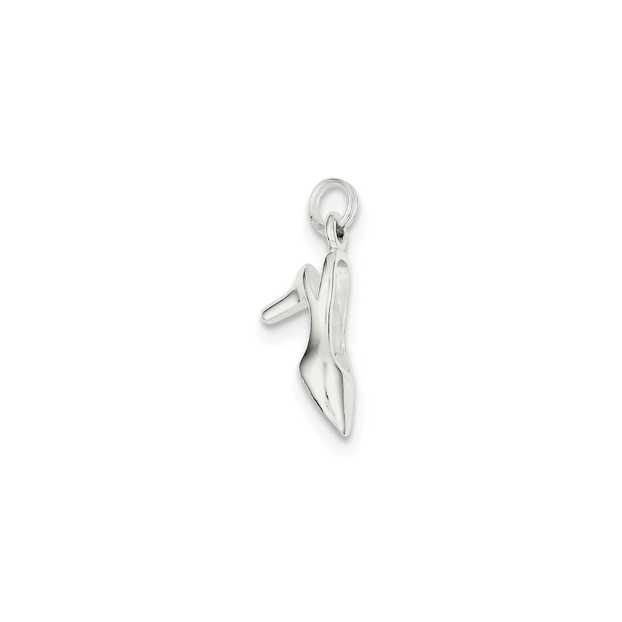 Sterling Silver High Heel Shoe Charm Pendant, Polished Stiletto Design for Women